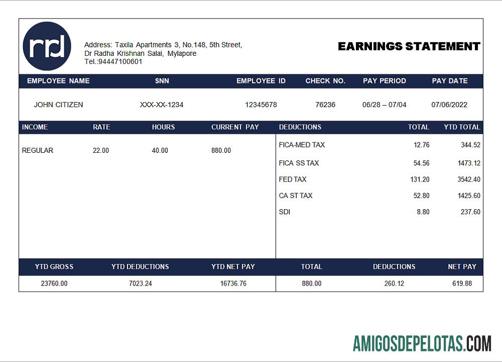 Folha de funcionários da empresa de impressão dos EUA exemplo
